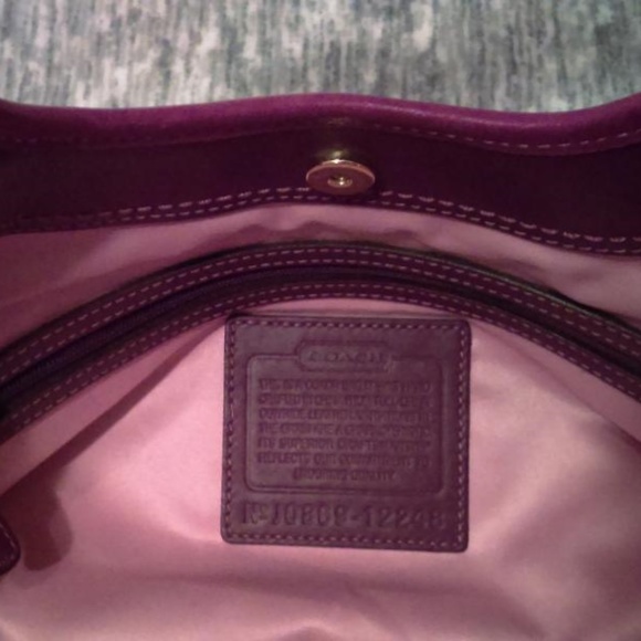 Dk berry color two handled Coach handbag EUC - Picture 3 of 7